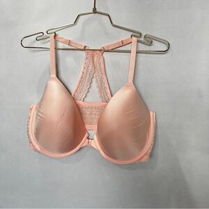 Victoria's Secret Bra Lined Perfect Coverage Racerback Pink Lace Size 40DD Lace